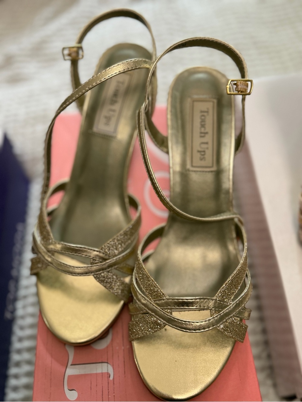 Touch Ups Gold Strappy Evening Sandals